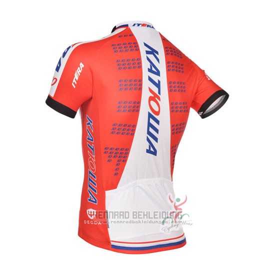 2014 Fahrradbekleidung Katusha Wei und Rot Trikot Kurzarm und Tragerhose - zum Schließen ins Bild klicken